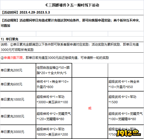 三国群雄传五一限时线下活动