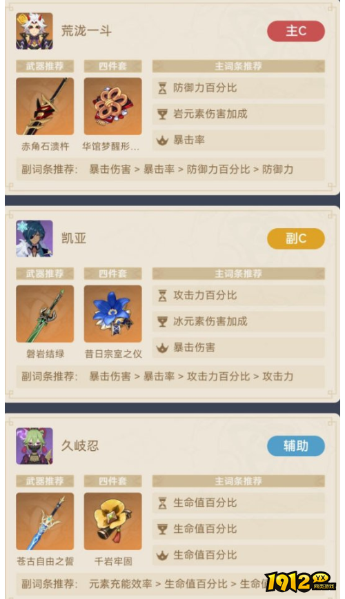 原神荒泷一斗非岩队如何搭配 原神荒泷一斗非岩队队伍说明