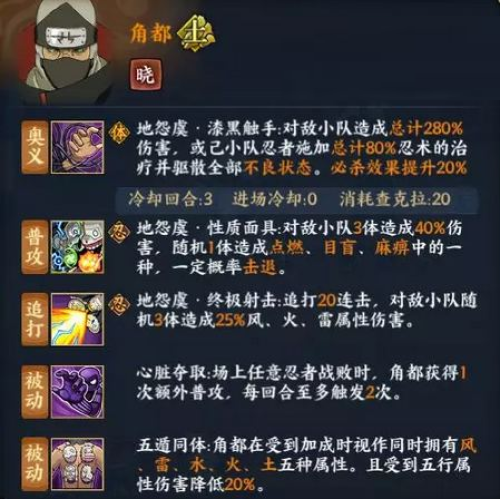 火影忍者OL角都技能是什么 火影忍者OL角都技能介绍