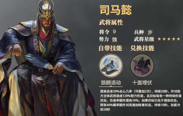 《三国群英传：鸿鹄霸业》武将司马懿技能是什么 武将司马懿技能介绍